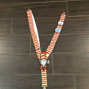 Dr. Seuss Red and White Striped Kids Suspenders NWOT